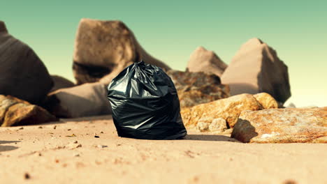 black-plastic-garbage-bag-full-of-trash-on-the-beach